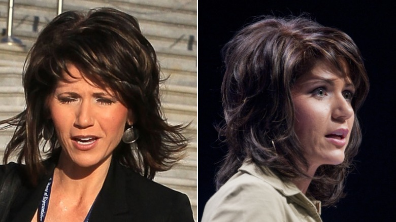 Kristi Noem with a choppy shag hairstyle