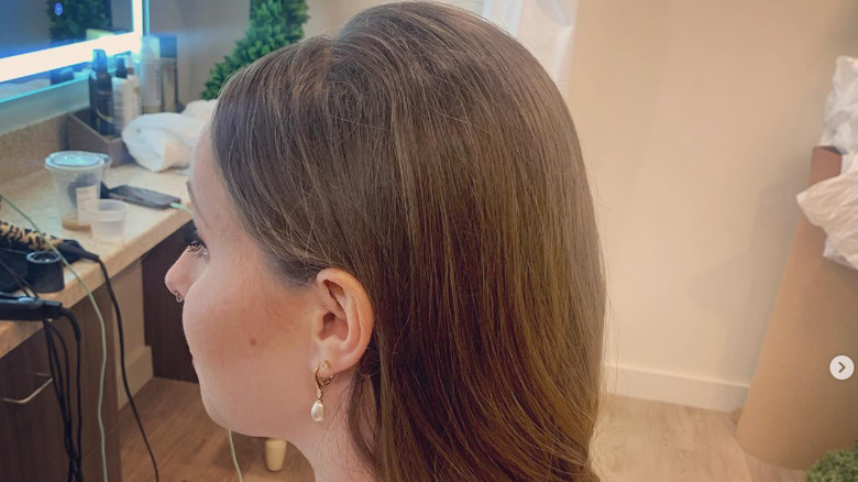 woman with hair headband