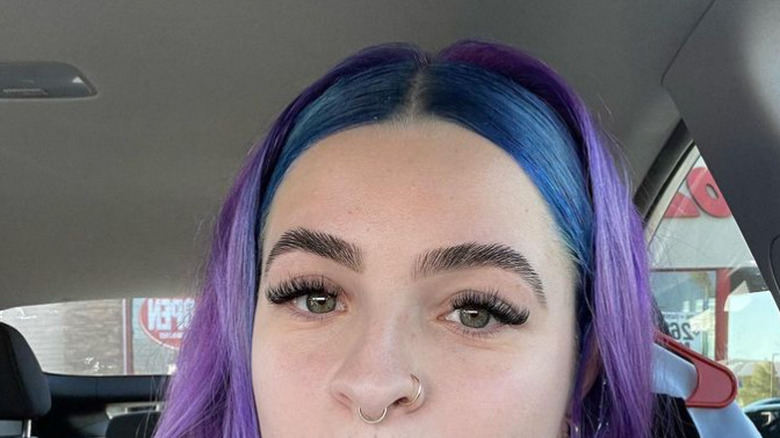 woman with hair headband