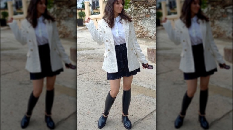 person wearing riding boots