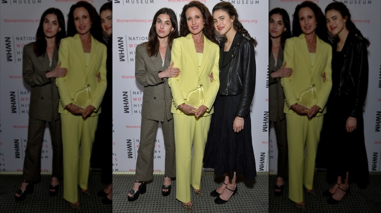 Andie MacDowell and daughters Rainey and Margaret Qualley in 2020