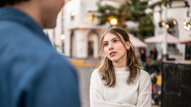 woman looking at man