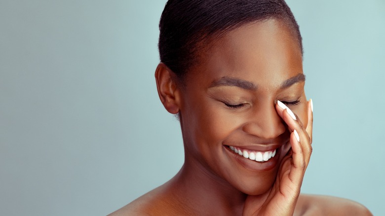 Smiling woman profile