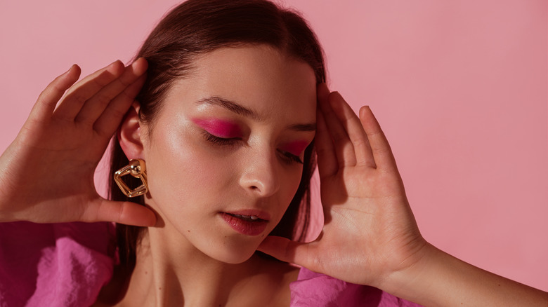 woman with pink eyeshadow