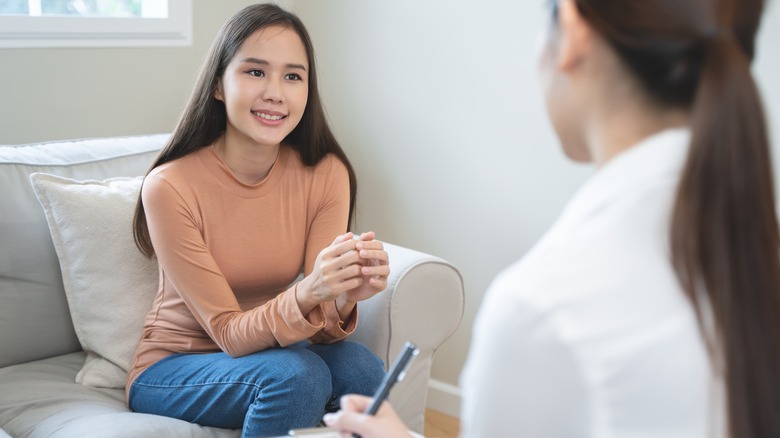 woman in psychotherapy session