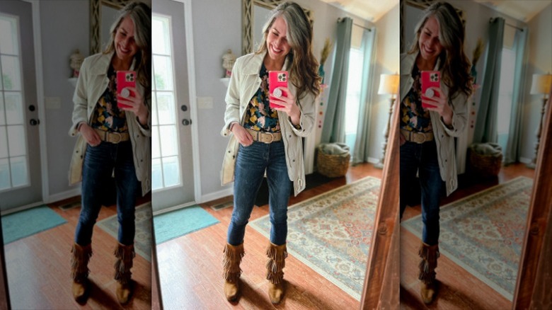 Fringe cowgirl boots outfit