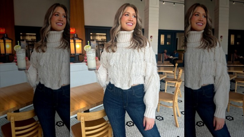 White fringe sweater