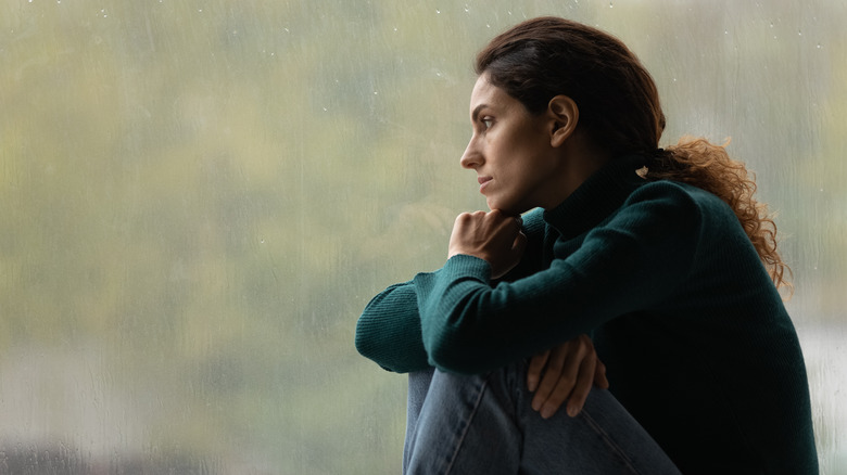 woman looking off into distance 