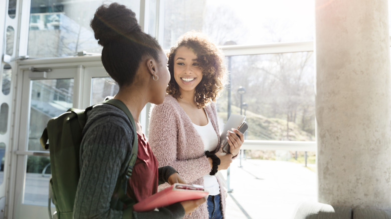 two college students walking