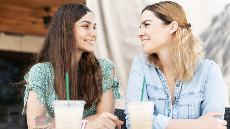 two women making eye contact