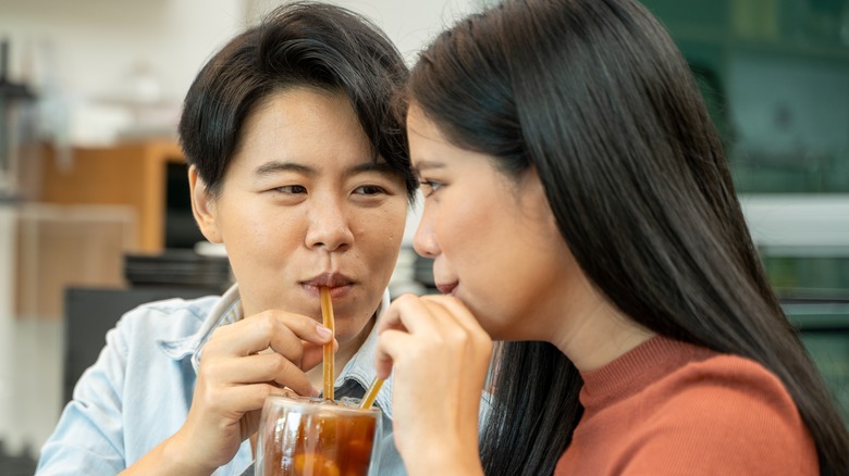 woman and man eye contact