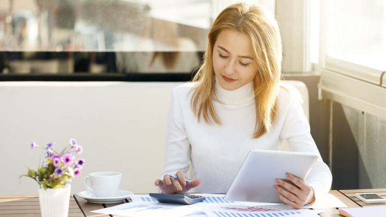 Woman does paperwork