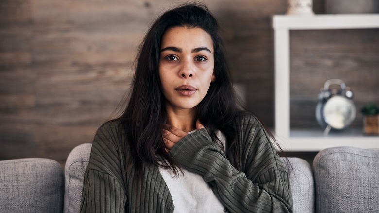 Woman trying to calm down