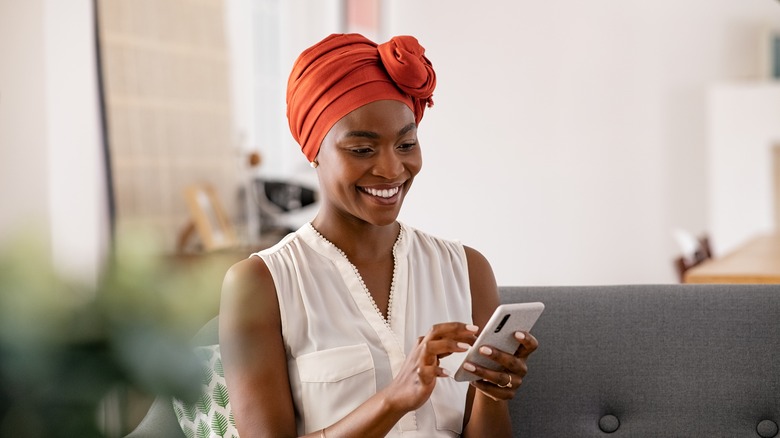 Woman sending a text