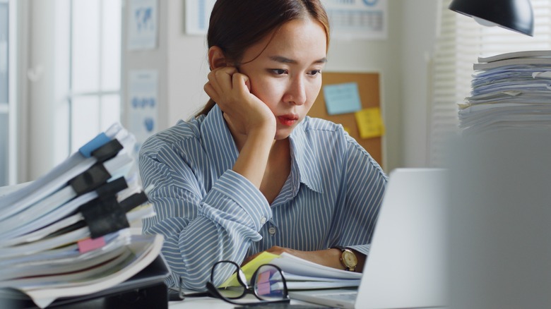 tired woman working