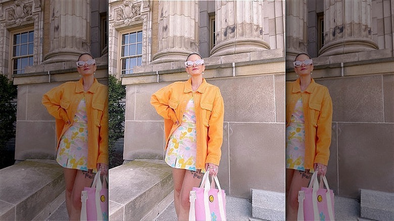 woman wearing summer button-down