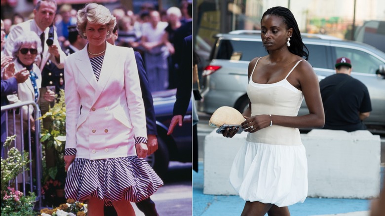 Princess Diana and a woman wearing bubble dresses