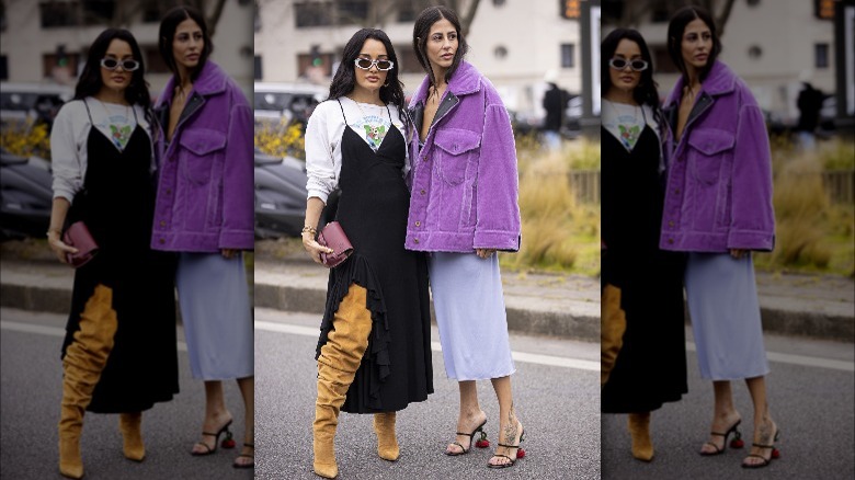 Women wearing layered looks