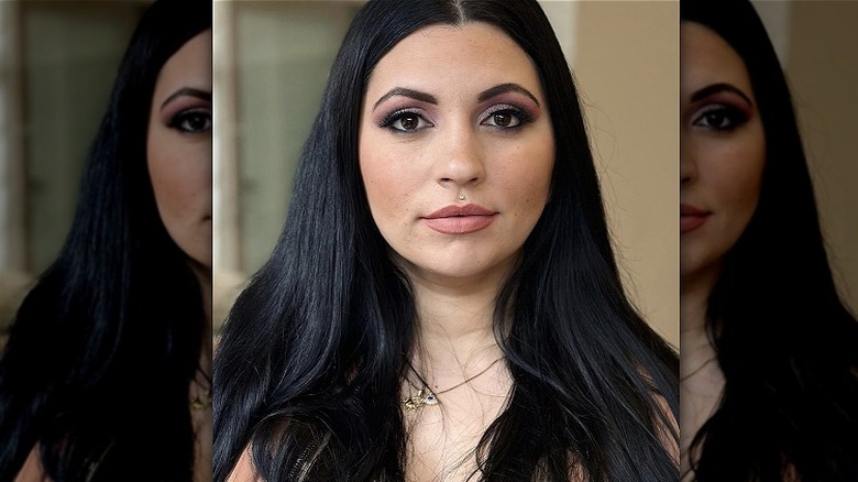 woman with matte lips