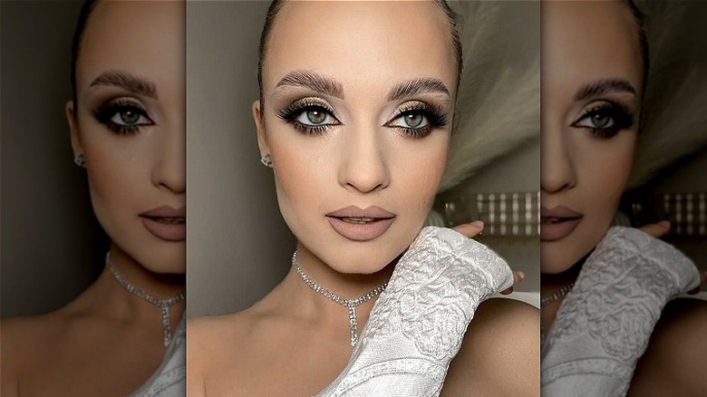 woman in nude matte lips