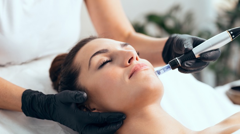 A woman having a cosmetic procedure