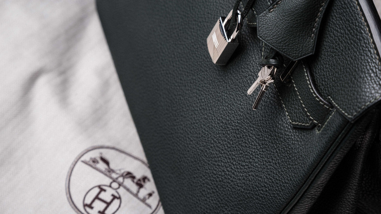shot of black Birkin bag