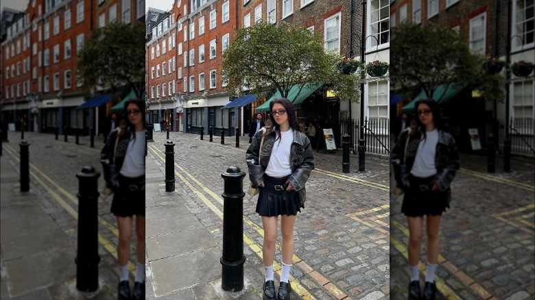 woman wearing leather outfit