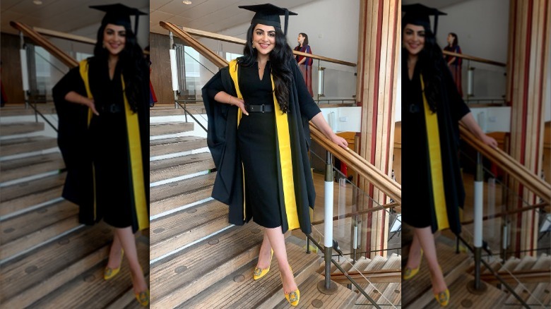graduate wearing black dress