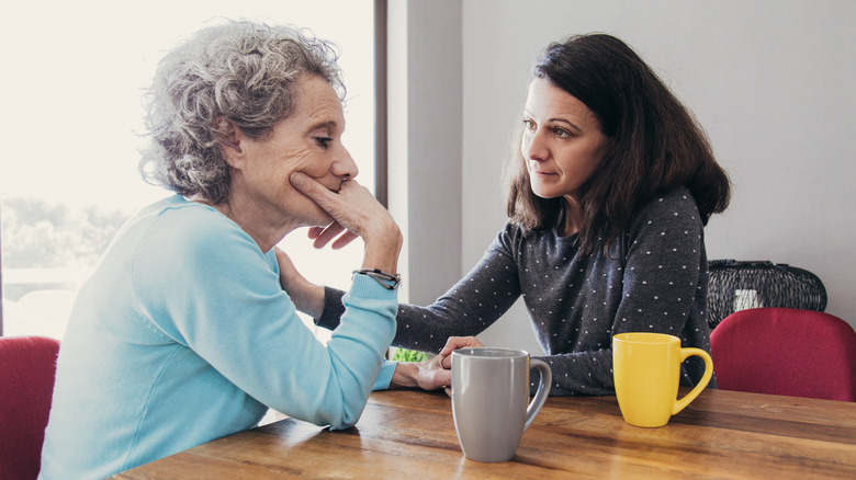 two women talking