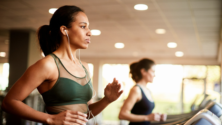 Woman running on treadmill