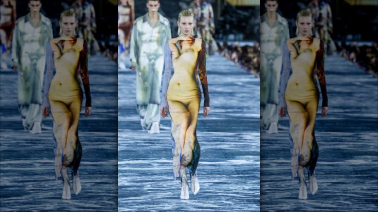 Model walking runway for Balmain