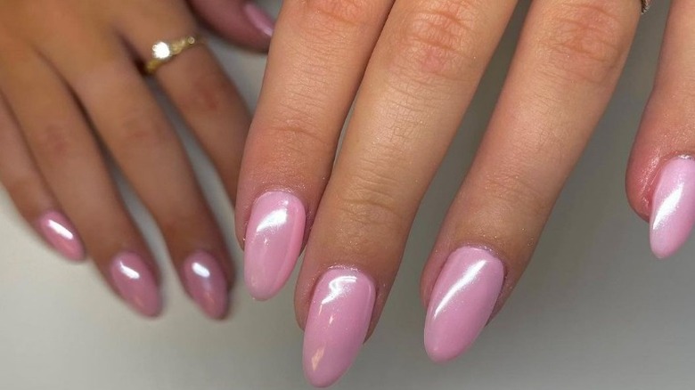 Strawberry glazed donut manicure