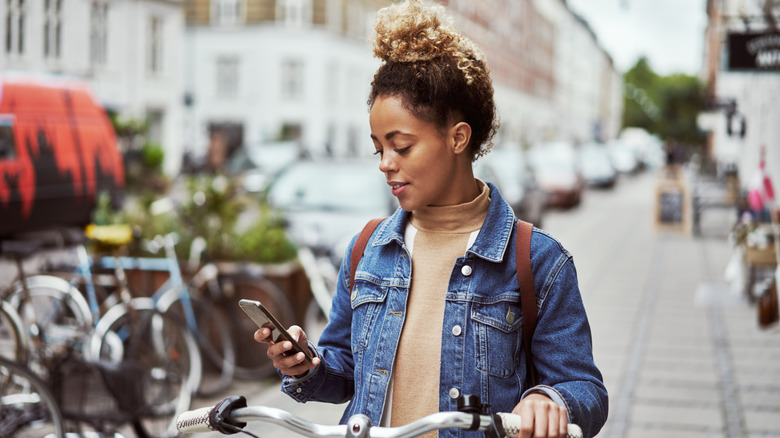 Woman looking at her phone