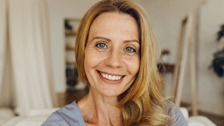 Woman with blue eyes