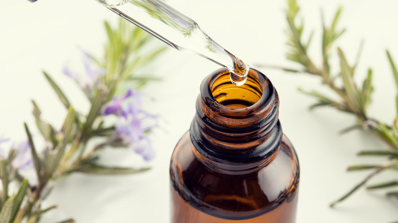 Bottle of rosemary oil