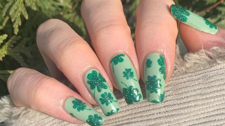 green shamrock manicure