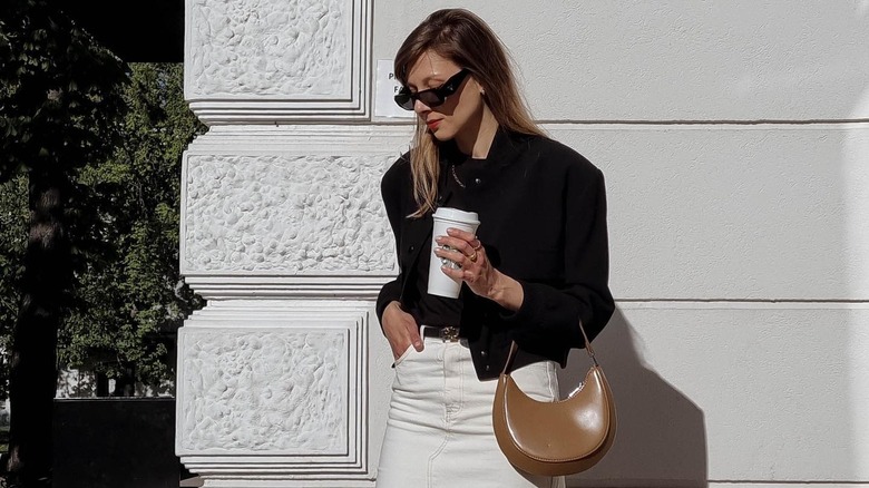 Black, brown, and ivory outfit