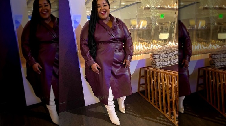 Long coat and white boots