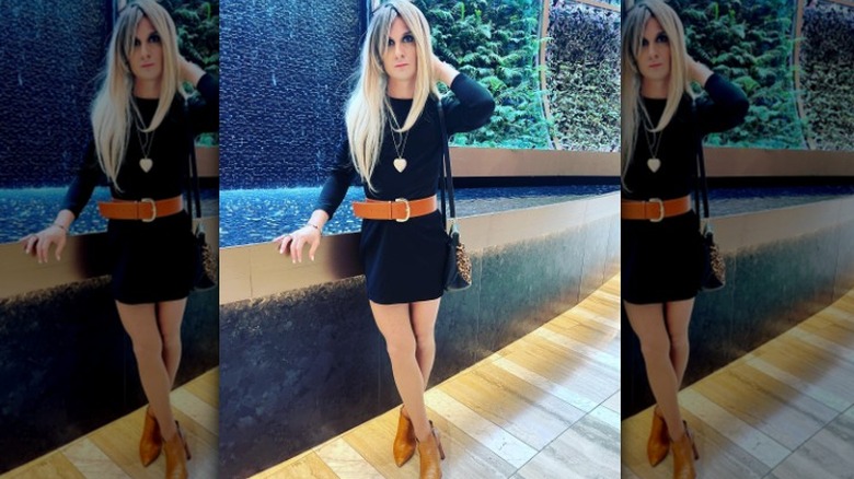 Woman in LBD with belt