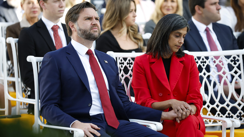 Usha Vance holding JD Vance's hand