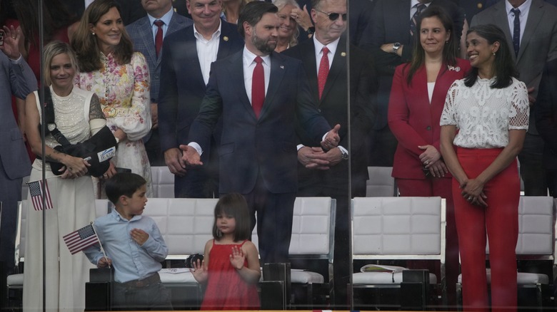 The Vance family at the military parade in June 2025