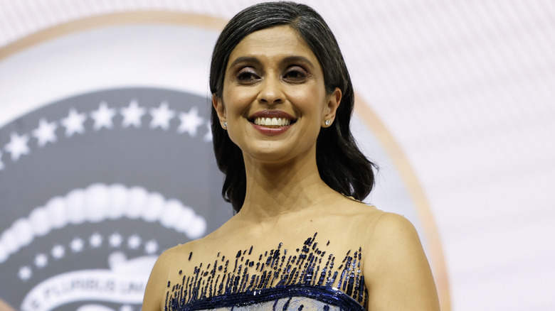 Usha Vance at the Commander-in-Chief's Inaugural Ball in her blue dress