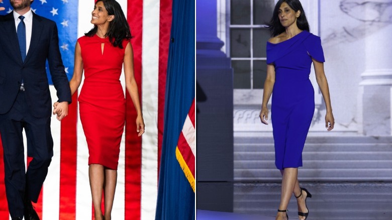 Usha Vance in two sheath dress looks