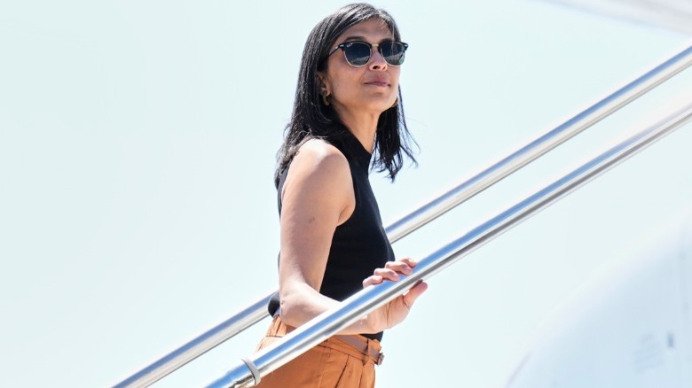 Usha Vance boards Air Force Two in Italy