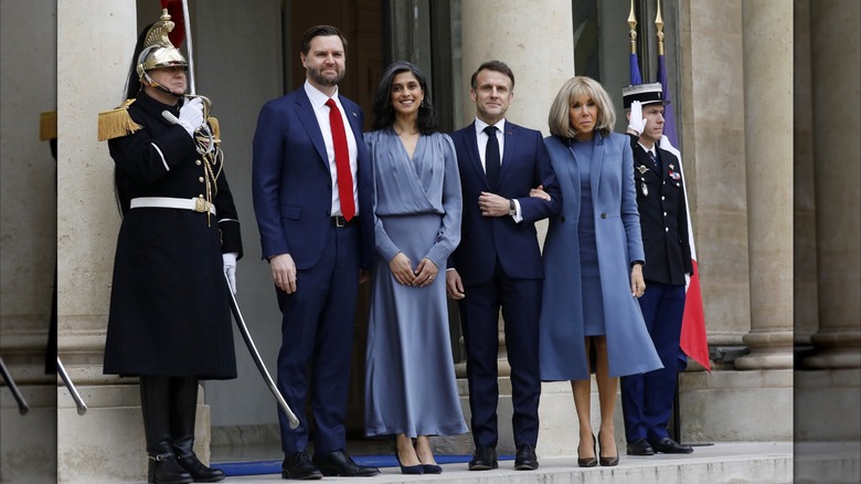 JD and Usha Vance with Emmanuel and Brigitte Macron
