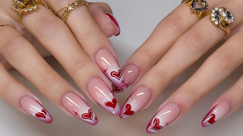 Nail art with hearts