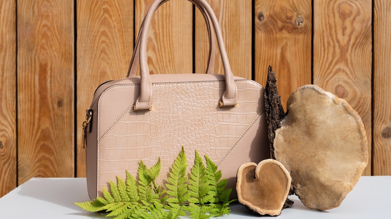 mushroom leather handbag