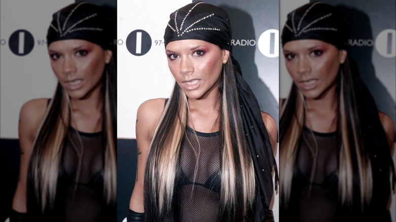 Victoria Beckham in 2001 with long streaked hair