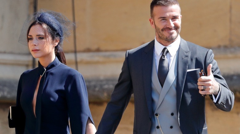 Victoria and David Beckham arrive at the royal wedding of Prince Harry and Meghan Markle