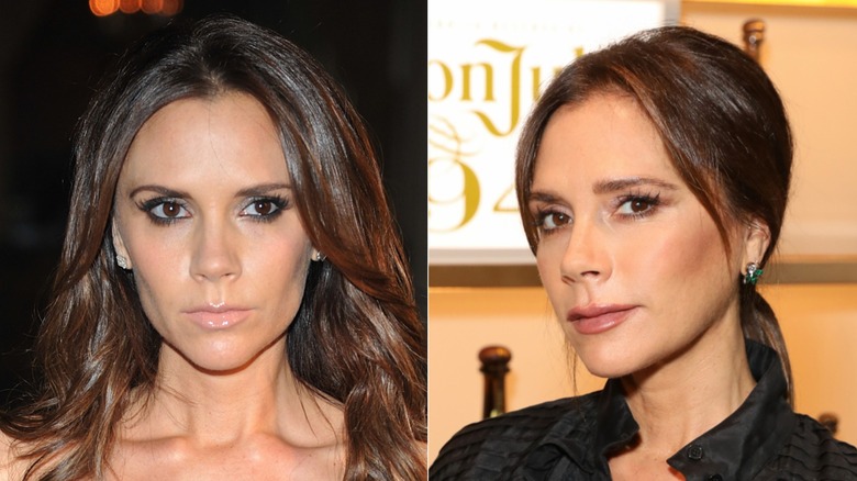 L: Victoria Beckham attends the 2011 WWD Apparel & Retail CEO Summit at The Plaza Hotel on November 14, 2011 / R: Victoria Beckham attends Victoria Beckham and Sotheby's celebration of Andy Warhol with Don Julio 1942 at her Dover Street store, on September 30, 2019